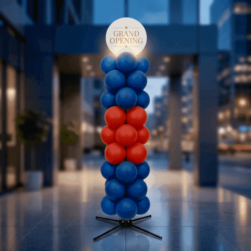 PilaMania balloon pillar with an advertising board - premium configuration