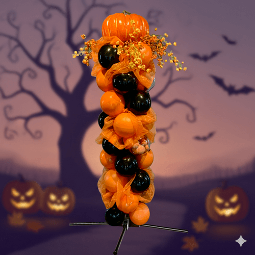 Ballonpilaar in Halloween-thema na transformatie