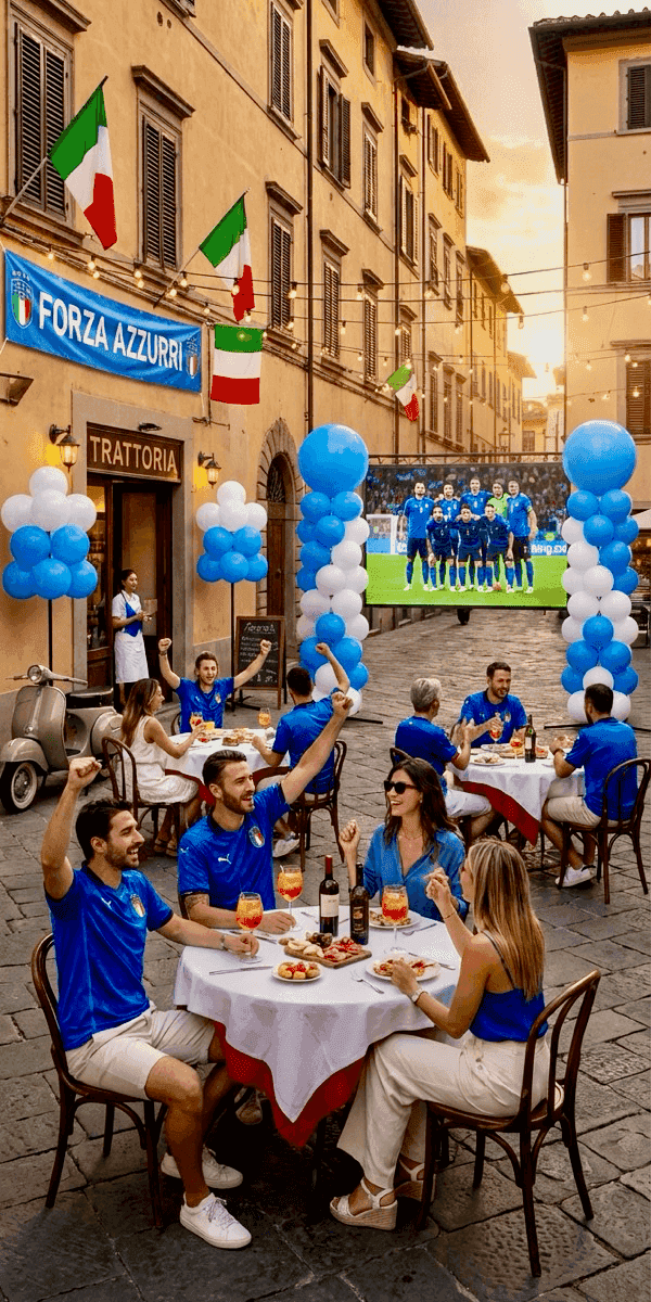 Balloon pillar with atmospheric lighting for football event