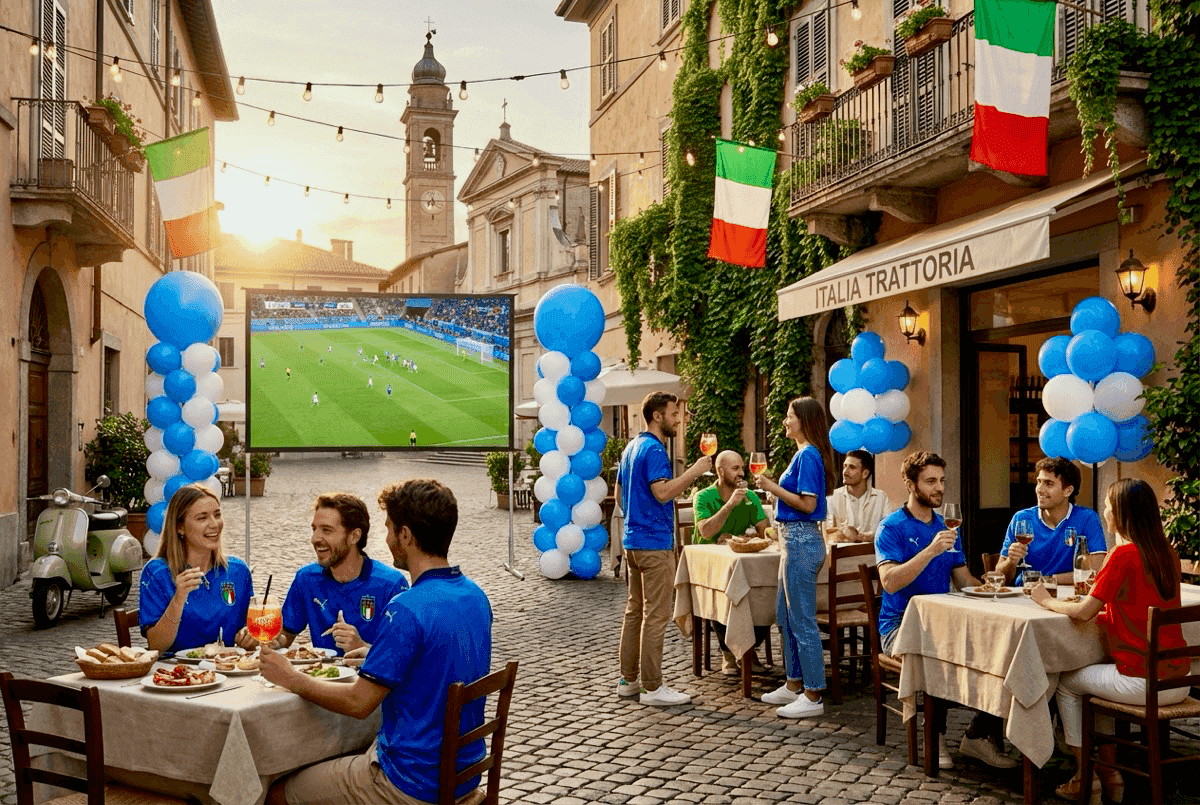 Atmospheric balloon decorations at football match