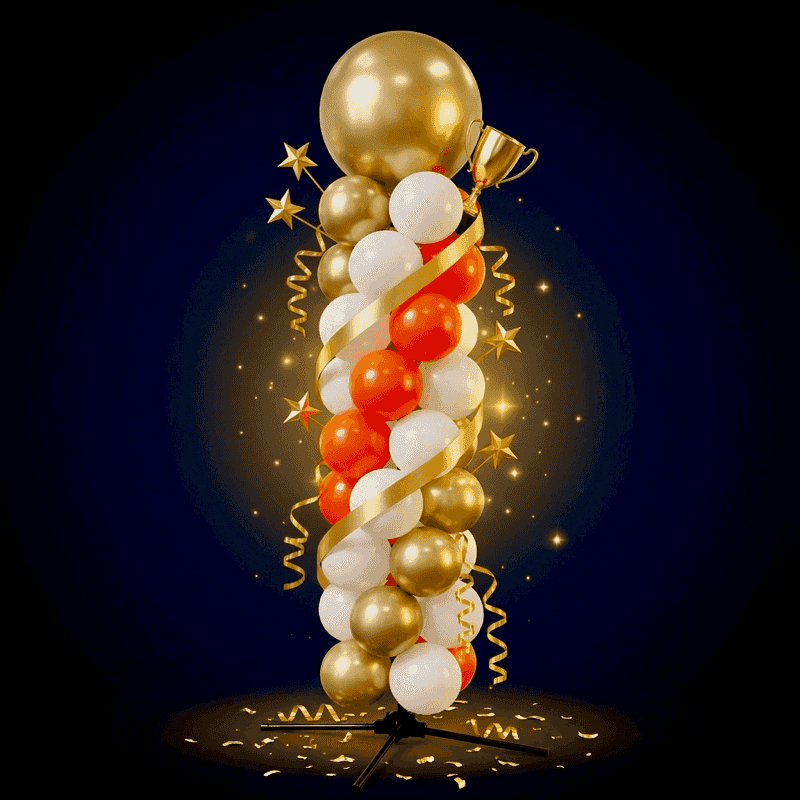 Spiral balloon pillar for football party