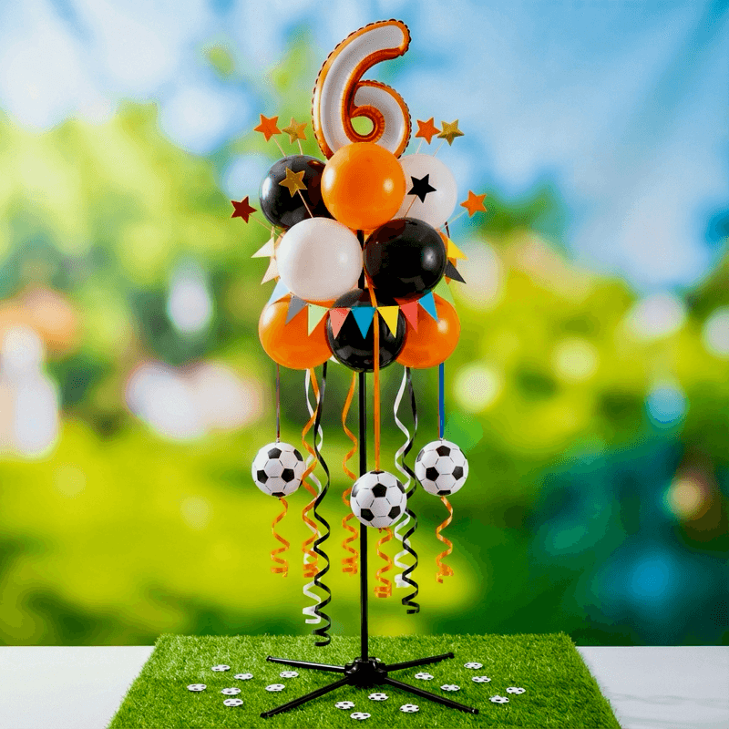 Colorful balloon clusters for kids football party