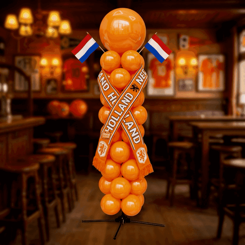 Balloon pillars in club colors with scarf effect