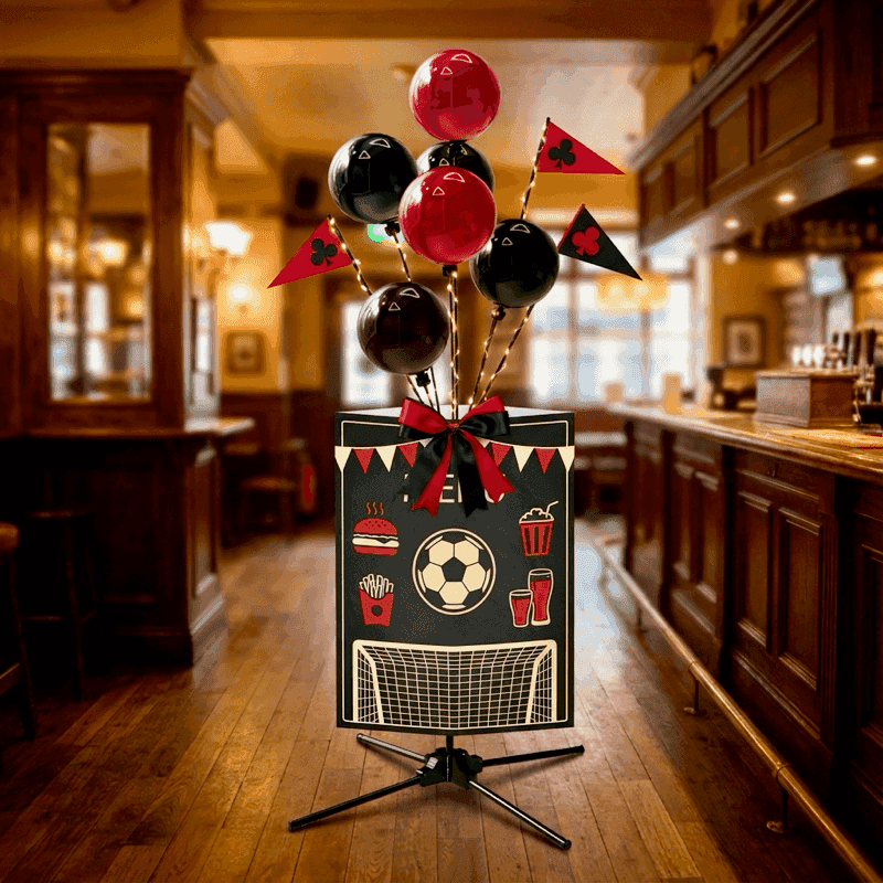 Elegant balloon fountain as menu indicator in hospitality