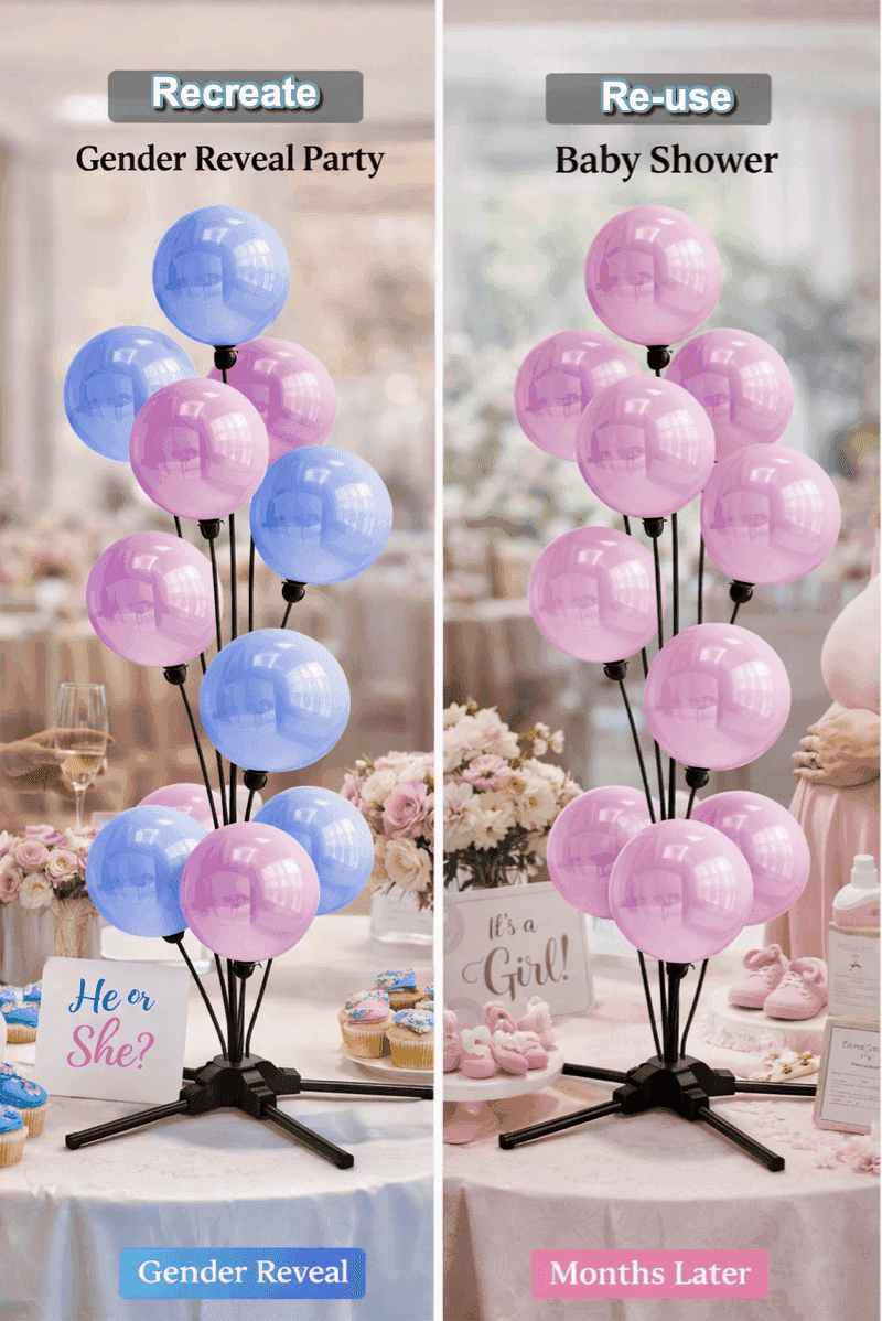 Reusable balloon decorations used at multiple occasions
