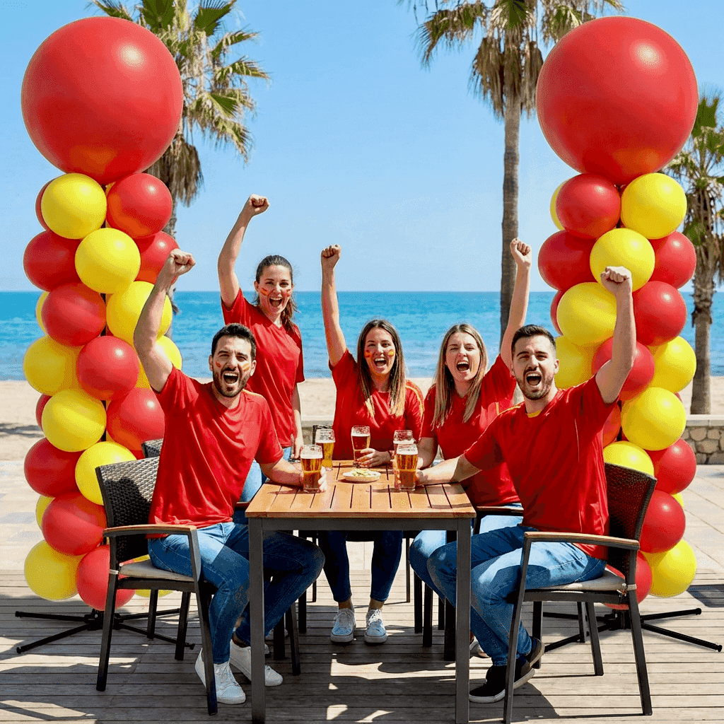 Balloon decoration for football party in Spanish colors – PilaMania