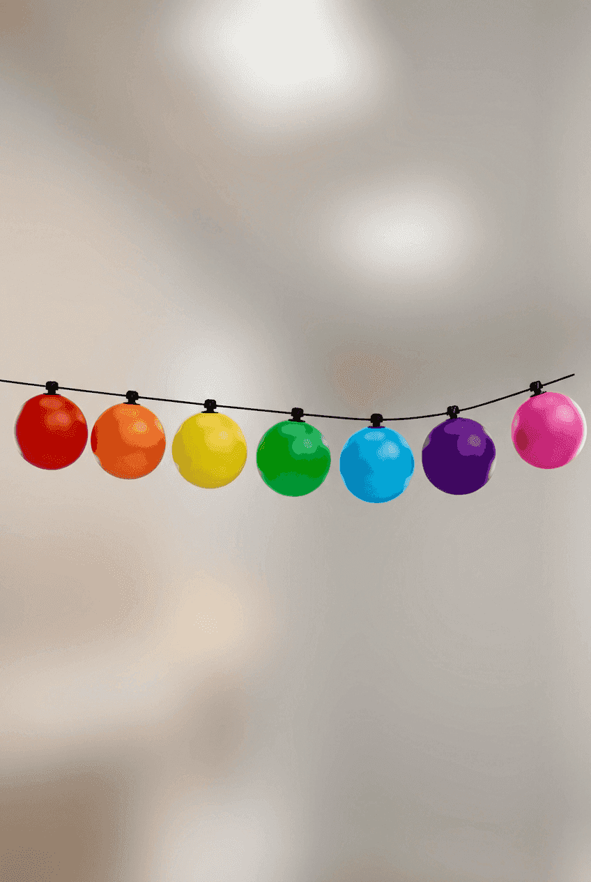 Värikäs palloköynnös portaita pitkin