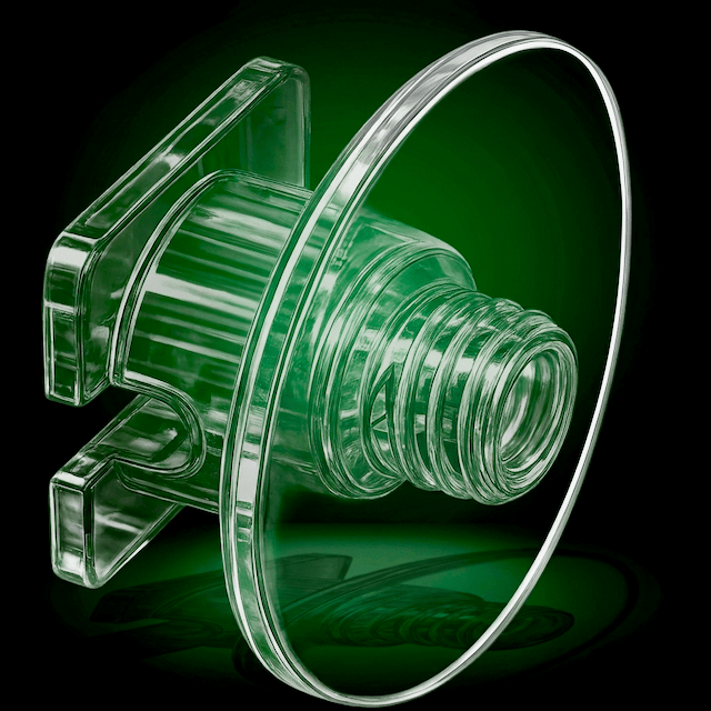 PilaMania Decoration Coupling Module in transparent recycled ABS — attaches balloons and decorative elements to the frame with M12 connection and LED pass-through