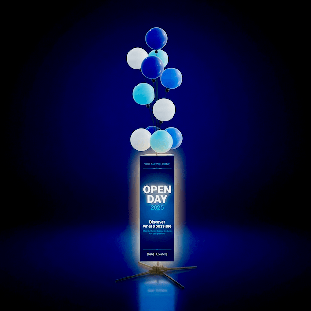 PilaMania fountain with column display for trade shows and opening events