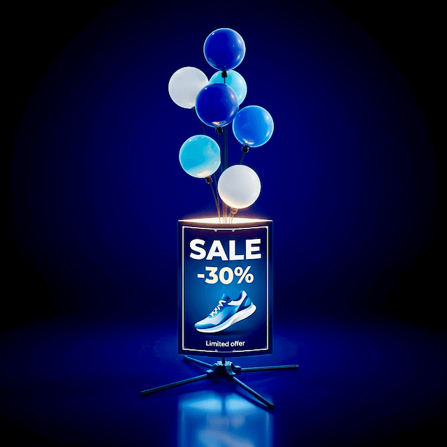 PilaMania fountain with sandwich board signage display for retail and events