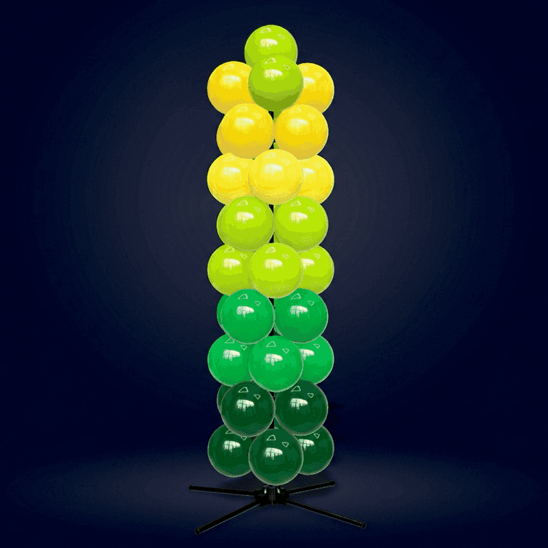 PilaMania balloon pillar in rainbow colours
