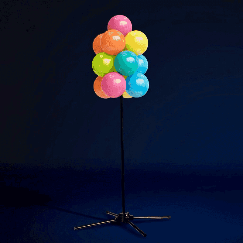 PilaMania balloon cluster in hanging and standing configuration