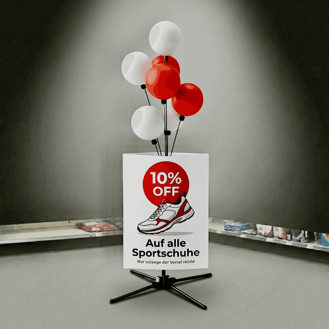 PilaMania Sandwich Board Combination with interchangeable panel and balloons on arms