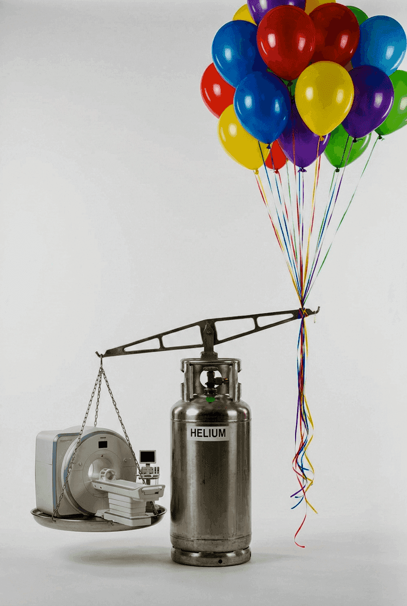 Helium tank used for balloons while MRI scanners are waiting