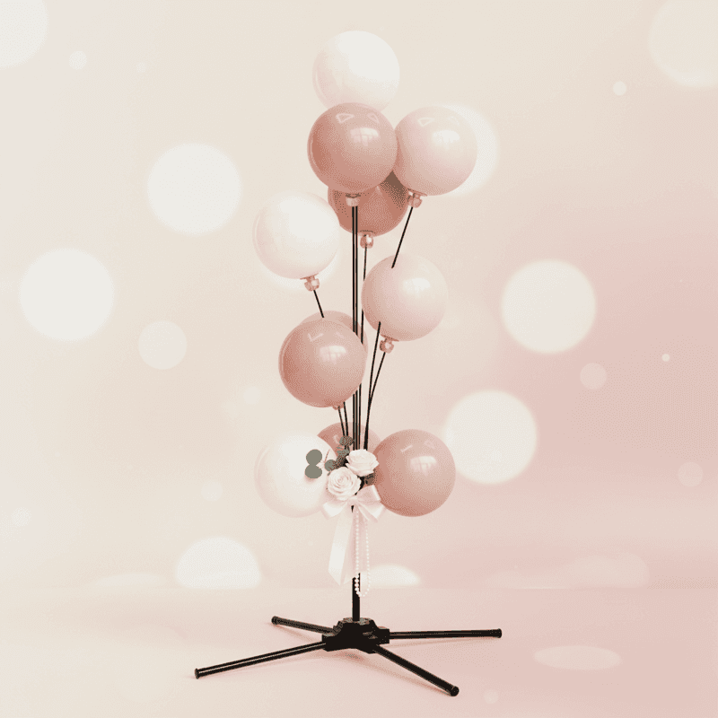 White balloon fountain for wedding table decoration